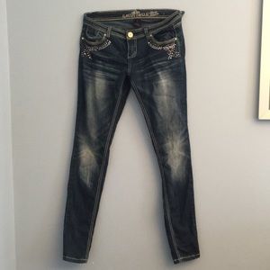 Blue denim sparkly skinny jeans